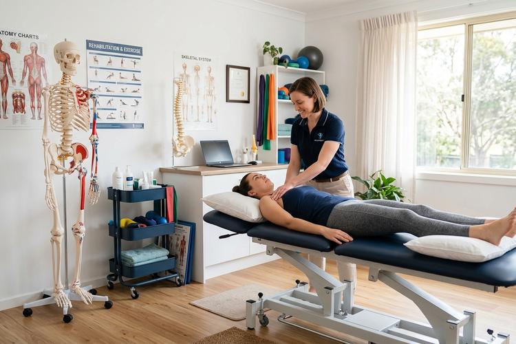 Physical therapy treatment room setting